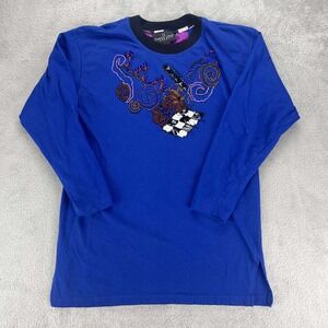 Carole‎ Little Embellished Top Beaded Long Sleeve Crew Neck Blouse Size M